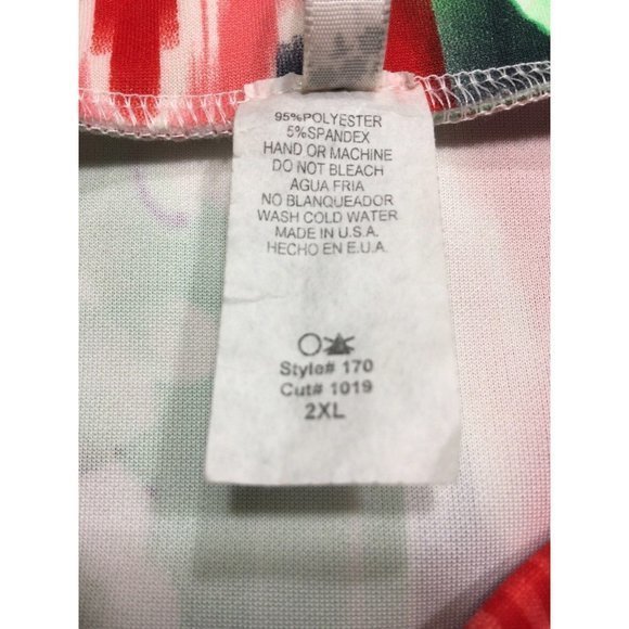 MOA Pencil Skirt Green Purple Red White Floral Stretch 2XL XXL‎ - Picture 5 of 12